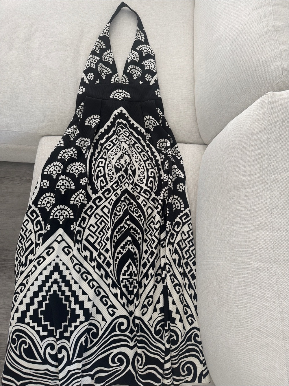 Nili Lotan Black and White Patterned Maxi Dress